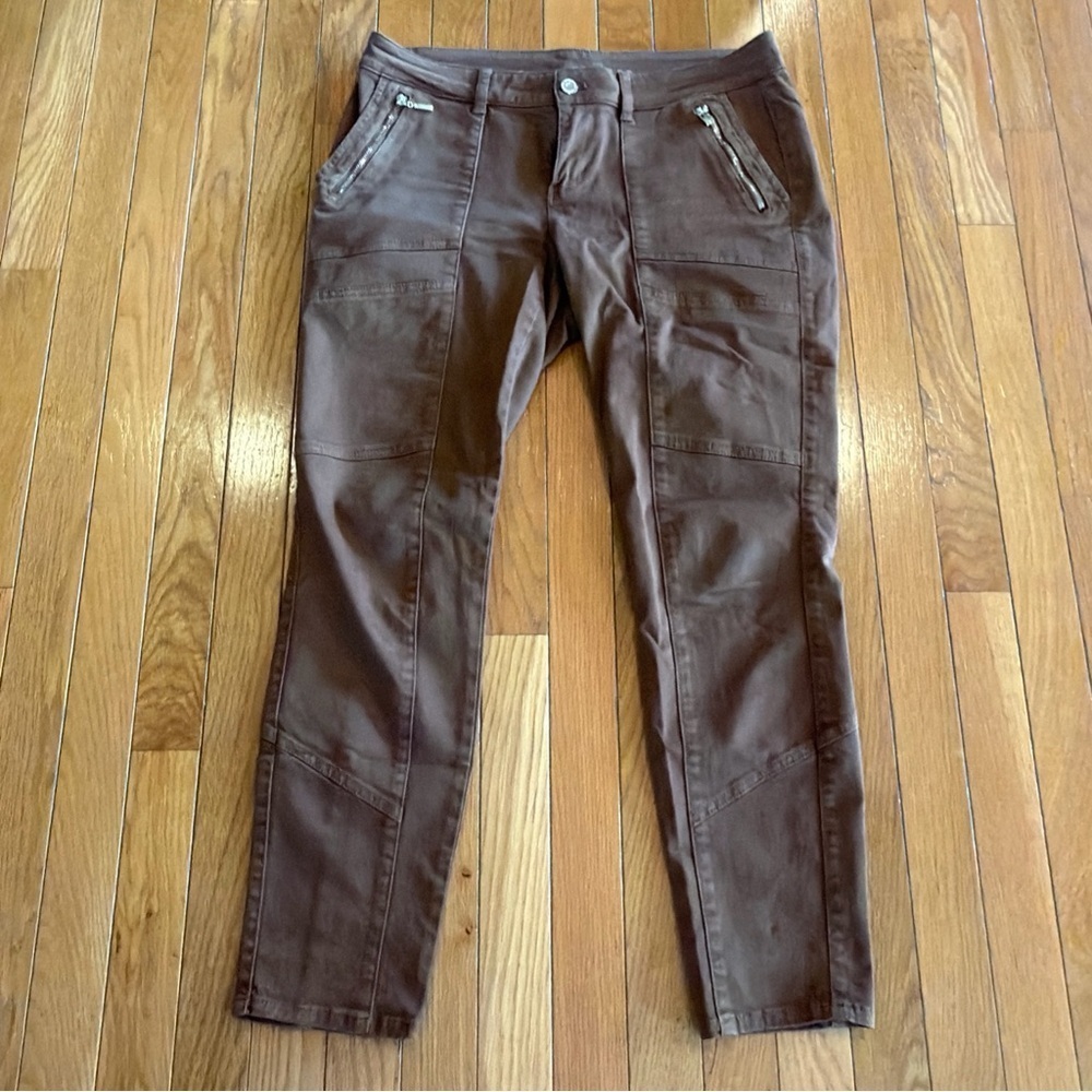 2 Pairs White House Black Market WHBM Skimmer Dark Red Rust & Brown Pants Sz 6 - Picture 2 of 9